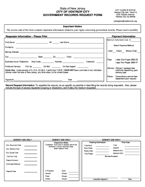 New Jersey Government Records Request Form