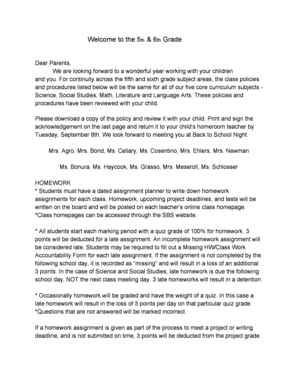 5th and 6th Grade Classroom Policy