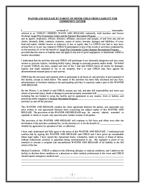 Waiver and Release by Parent of Minor Child