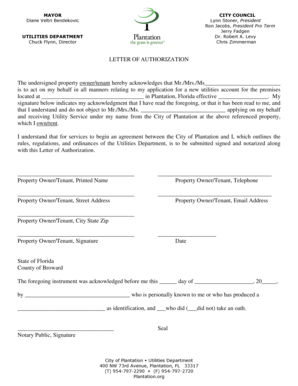 Letter of Authorization for Utility Services