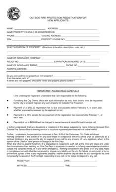 Outside Fire Protection Registration Form