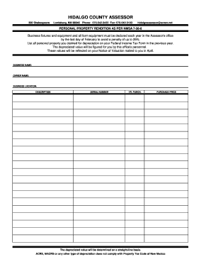 New Mexico Personal Property Rendition Form