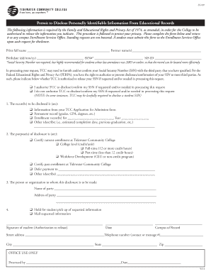 FERPA Permit to Disclose Educational Records