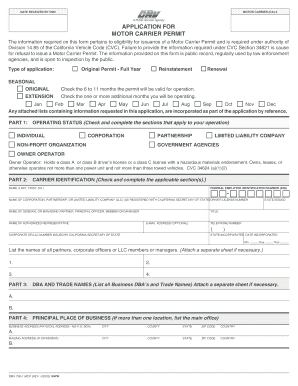 California Motor Carrier Permit Application