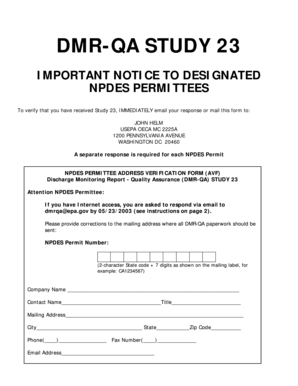 NPDES Permittee Address Verification Form