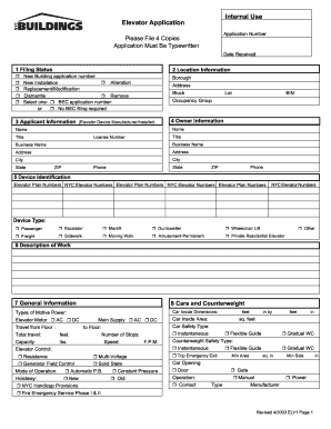 New York Elevator Application