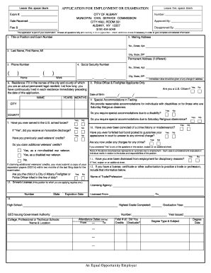 City of Albany Employment Application