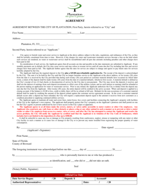 Water and Sewer Service Agreement