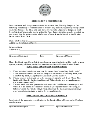 Retirement Plan Beneficiary Designation Form