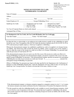 Georgia Withholding Tax Benefit Notice