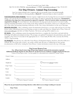 Massachusetts Dog License Request Form