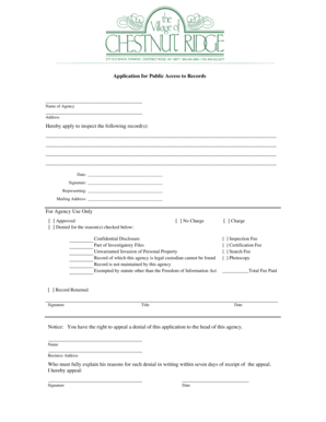 Application for Public Access to Records