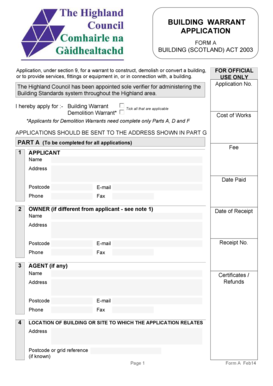Building Warrant Application Form