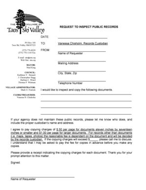 Request to Inspect Public Records