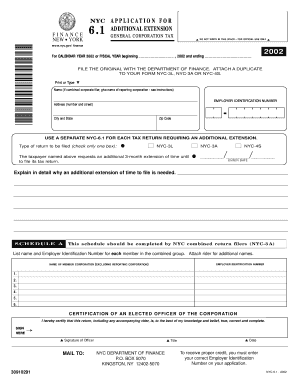NYC-6.1 Application for Additional Extension