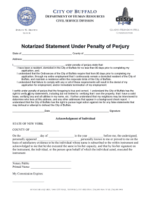 City of Buffalo Residency Affidavit