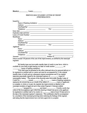 Irrevocable Standby Letter of Credit