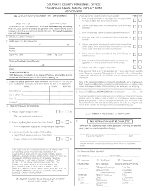 Delaware County Employment Application Form