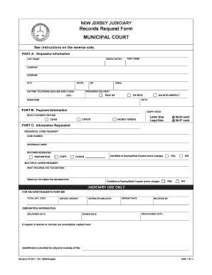 New Jersey Judiciary Records Request Form