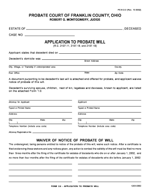 Application to Probate Will