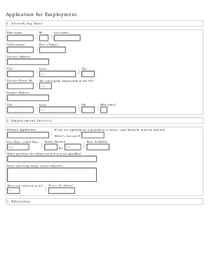 US Employment Application Form