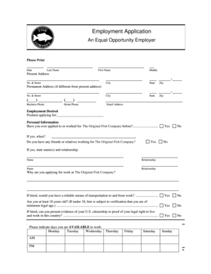 Employment Application Form