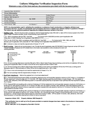 Florida Uniform Mitigation Verification Inspection Form