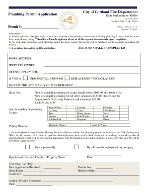 Plumbing Permit Application