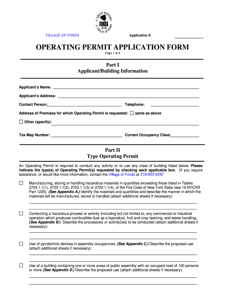 Fillable Online Application OPERATING PERMIT APPLICATION FORM Fax Email ...