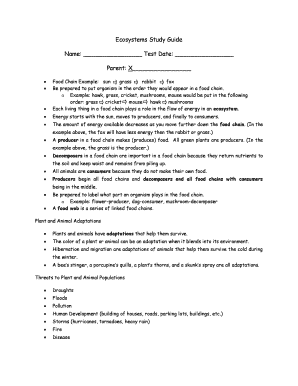 Ecosystems Study Guide