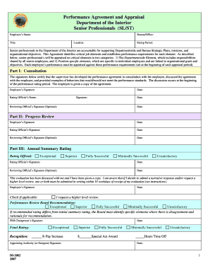 Performance Agreement and Appraisal Form