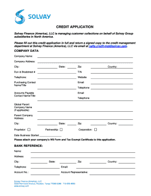 Credit Application for Solvay Finance