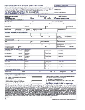 Lease Corporation of America Equipment Lease Application