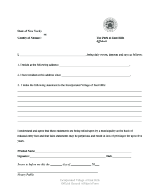 New York Affidavit Form