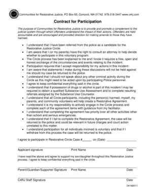 Restorative Justice Participation Contract