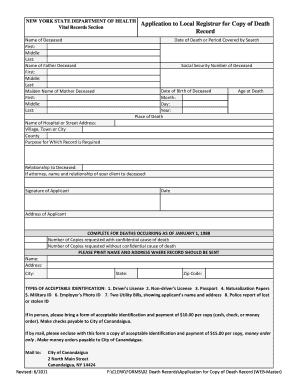 New York Death Record Application