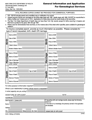 New York State Genealogical Records Request Form