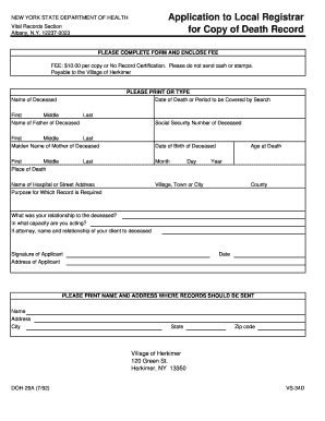 New York Death Record Application