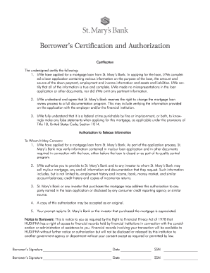 Borrower's Certification and Authorization
