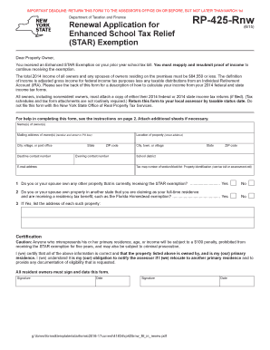 New York Enhanced STAR Exemption Renewal Application
