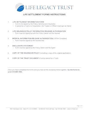 Life Settlement Information Form