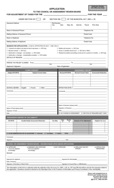 Tax Adjustment Application Form