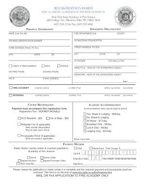 Fire Academy Registration Form