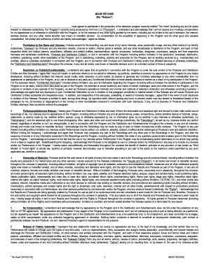 Image Release Form for The Voice TV Program