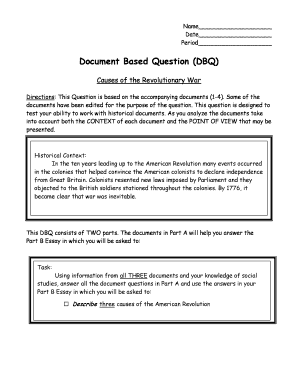 Revolutionary War DBQ Form