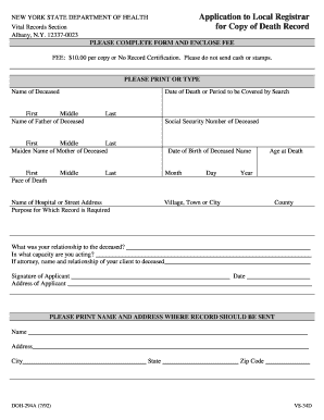 New York Death Record Application