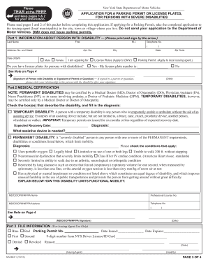 New York Disability Parking Permit Application