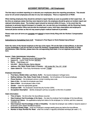 Employer's First Report of Work-Related Injury/Illness