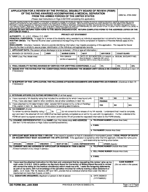 Application for PDBR Review of Disability Rating