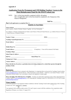 Ireland Permanent Teacher Redeployment Application Form